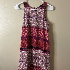 Elegant Red and White Patterned Midi Dress